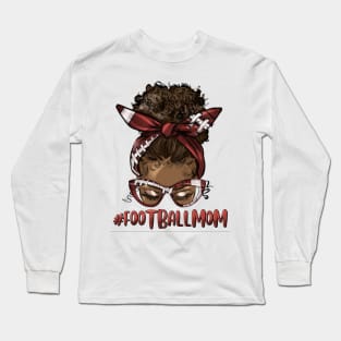 Afro Messy Bun Football Mom Long Sleeve T-Shirt